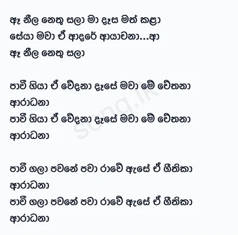 Ae Neela Nethu Sala - TM Jayarathne Lyrics