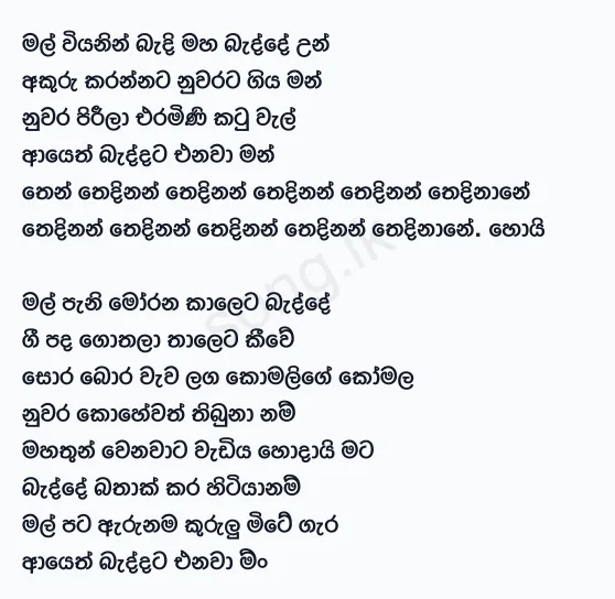 Mal Viyanen Bendi - Senanayake Weraliyadde Lyrics
