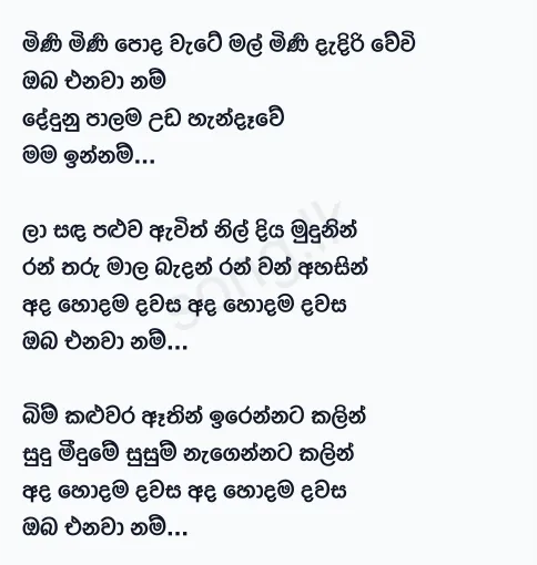 Mini Mini Poda Wetewi - Edward Jayakody Lyrics