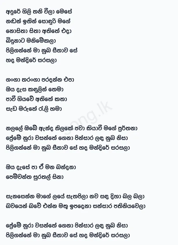Nura Wasanthe (Live) - Nadeemal Perera Lyrics