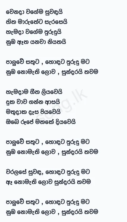 Paluwe Sathuta - Senanga Dissanayake Lyrics