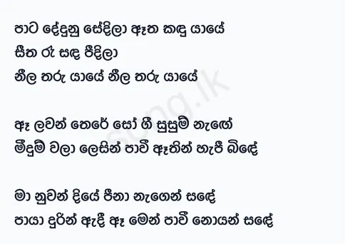 Pata Dedunu Sedila - Sunil Edirisinghe Lyrics