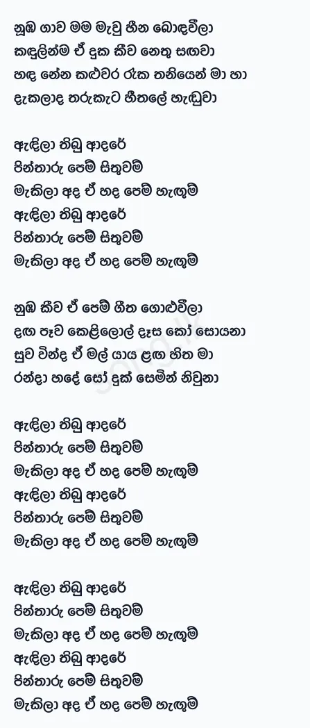 Pem Sithuwam Acoustic Version - Dhyan Hewage Lyrics