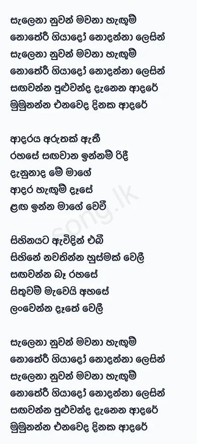 Salena Nuwan - Anjalee Methsara Lyrics