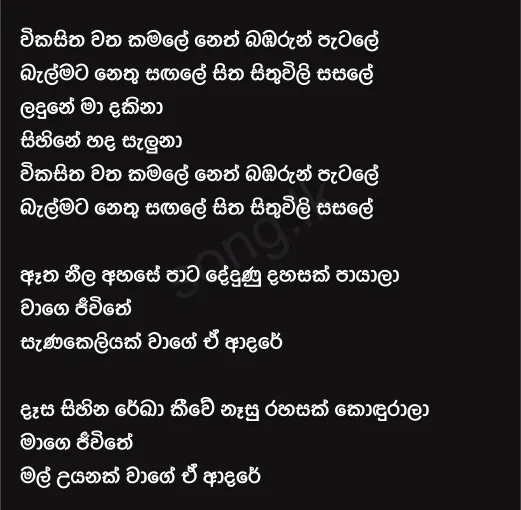 Wikasitha Watha Kamale - Sanath Nandasiri Lyrics